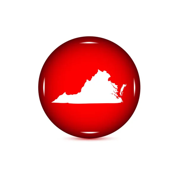 Karta över amerikanska delstaten Virginia på en vit bakgrund. Röd men — Stock vektor