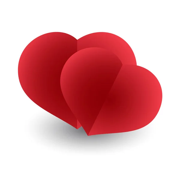Dos corazones sobre un fondo blanco. Icono Día de San Valentín . — Archivo Imágenes Vectoriales