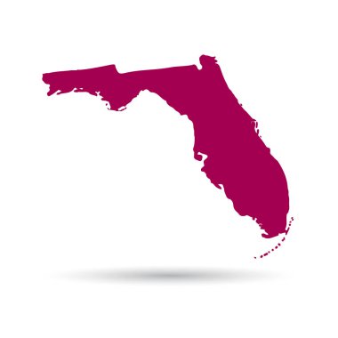 ABD'nin Florida eyaletinde beyaz bir arka plan üzerinde Haritası