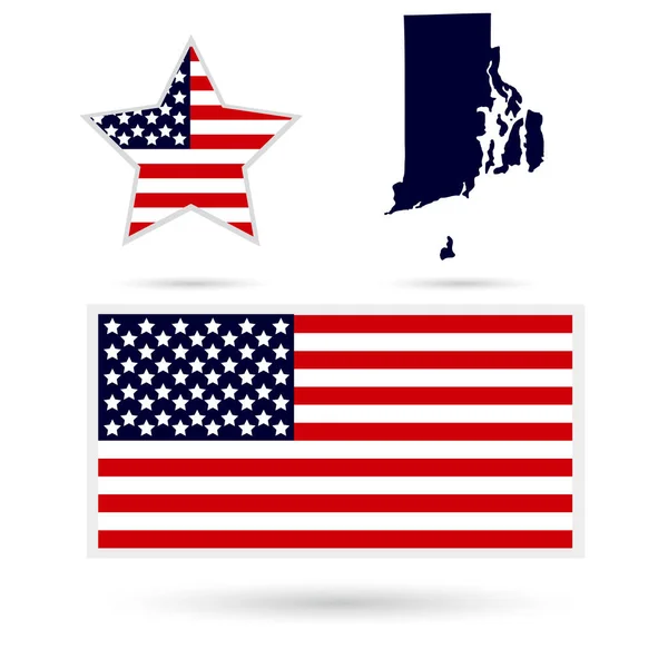 Karte des US-Bundesstaates Rhode Island auf weißem Hintergrund. ame — Stockvektor