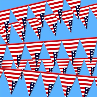 Amerika'nın logosu ile üçgen bayrakları