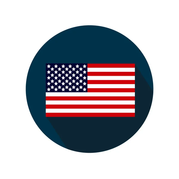 Bandeira americana com uma longa sombra. Ícone sobre um fundo branco —  Vetores de Stock