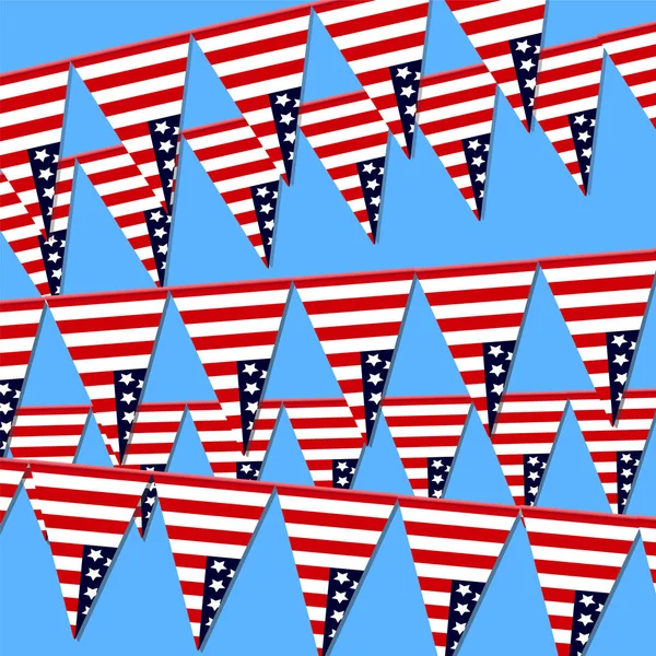 Trojúhelníkové vlajky s logem americké — Stockový vektor