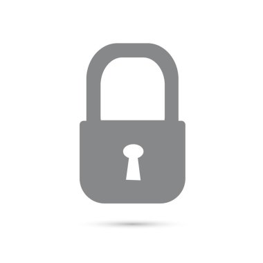 Simge kilit gri beyaz bir arka plan üzerine