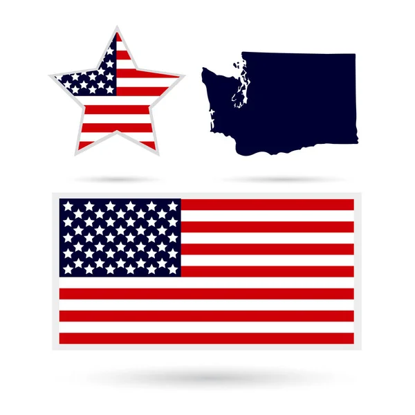 Térkép az USA Washington államban egy fehér háttér. Ameri — Stock Vector