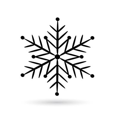 Beyaz bir arka plan üzerinde simge siyah kar tanesi