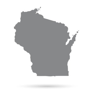 ABD Wisconsin Eyaleti'nde beyaz bir arka plan üzerinde Haritası