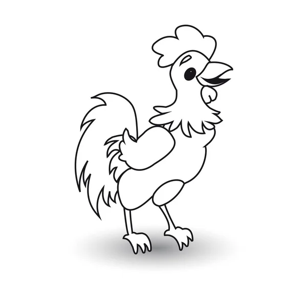 Rooster black contour on a white background icon. — Stock Vector