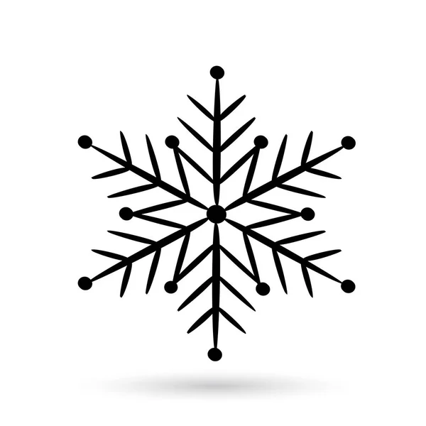 Ícone floco de neve preto em um fundo branco — Vetor de Stock