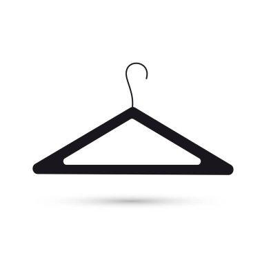 Beyaz bir arka plan üzerinde simge siyah elbise askısı