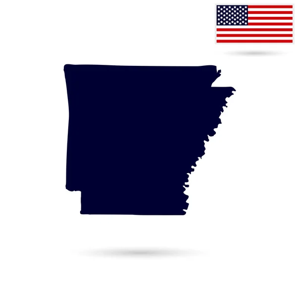 Mapa del estado de Arkansas en un fondo blanco. Americano — Vector de stock