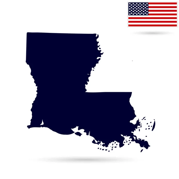 Mapa do estado americano da Luisiana sobre um fundo branco. Americano — Vetor de Stock
