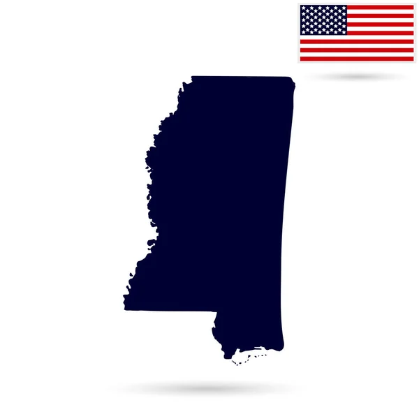 Mapa del estado de Misisipi en un fondo blanco. Estados Unidos — Vector de stock