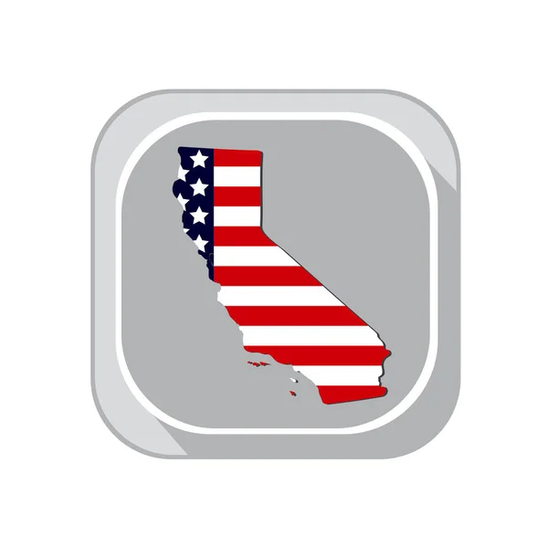 Mappa dello stato della California degli Stati Uniti su sfondo bianco. Americano — Vettoriale Stock