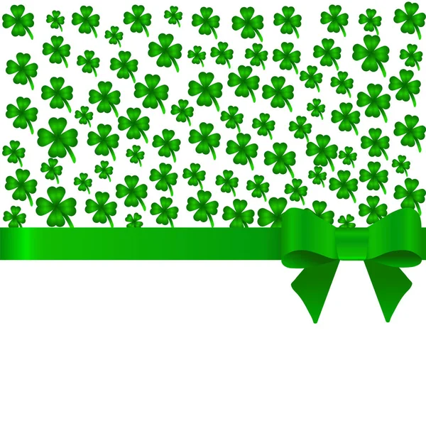 Modèle pour carte postale avec arc, feuilles de trèfle. Saint-Patrick 's Day — Image vectorielle