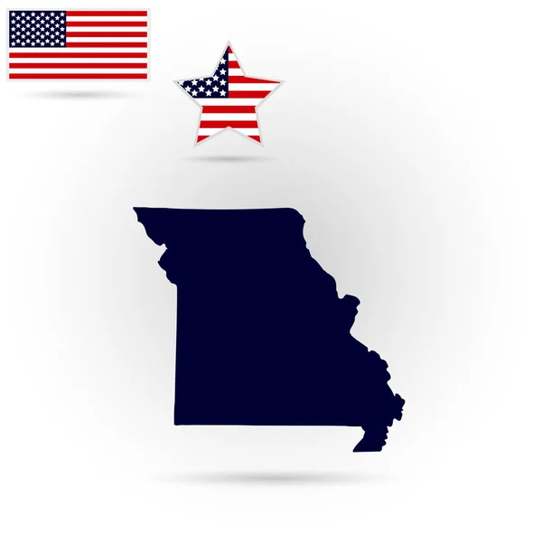 灰色の背景にアメリカ ミズーリ州の地図。アメリカ — ストックベクタ