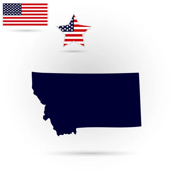 Mapa del estado estadounidense de Montana sobre un fondo gris. Americano — Vector de stock