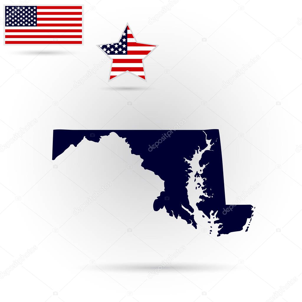 Map of the U.S. state of Maryland on a gray background. American