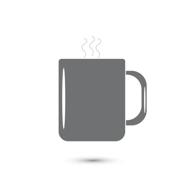 Icon mug with a hot drink on a white background gray — Stock Vector