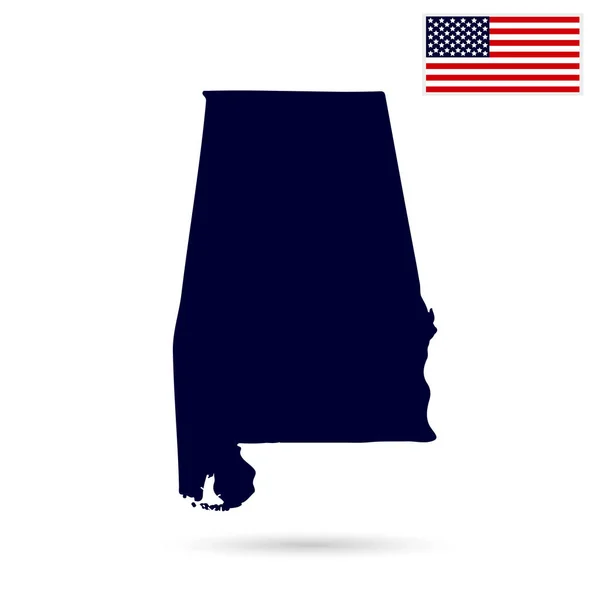 Conjunto de iconos de American map and flag Alabama — Vector de stock