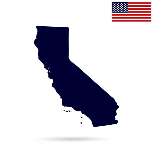 Mappa dello stato della California degli Stati Uniti su sfondo bianco. Americano — Vettoriale Stock
