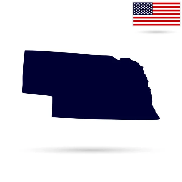 Mapa del estado de Nebraska en un fondo blanco. Americano — Vector de stock