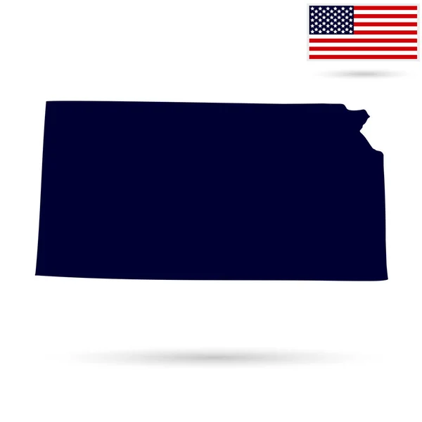 Mapa del estado de Kansas en un fondo blanco. Fla americana — Vector de stock