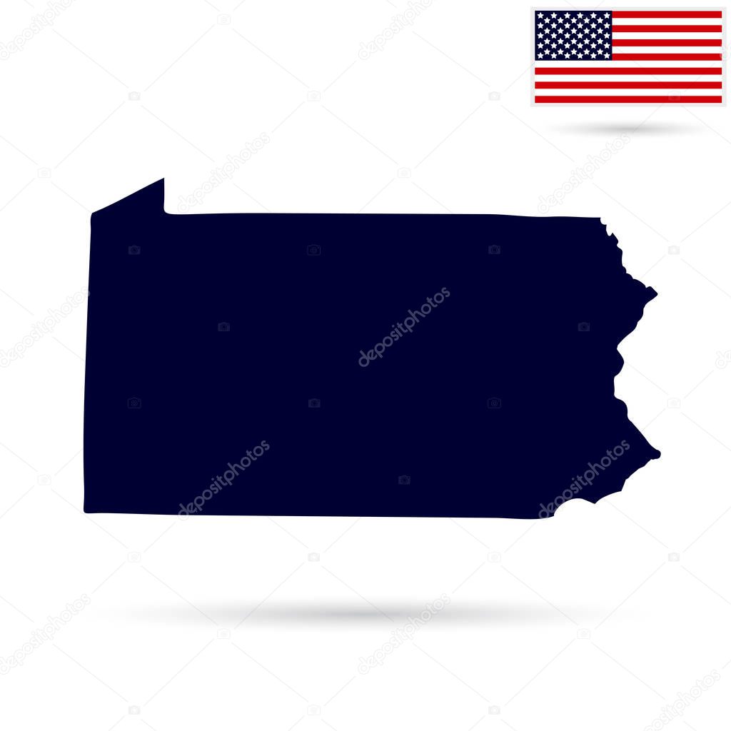 Map of the U.S. state  Pennsylvania on a white background. Ameri