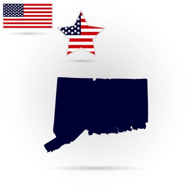 ABD devlet Connecticut beyaz bir arka plan üzerinde Haritası. Amer