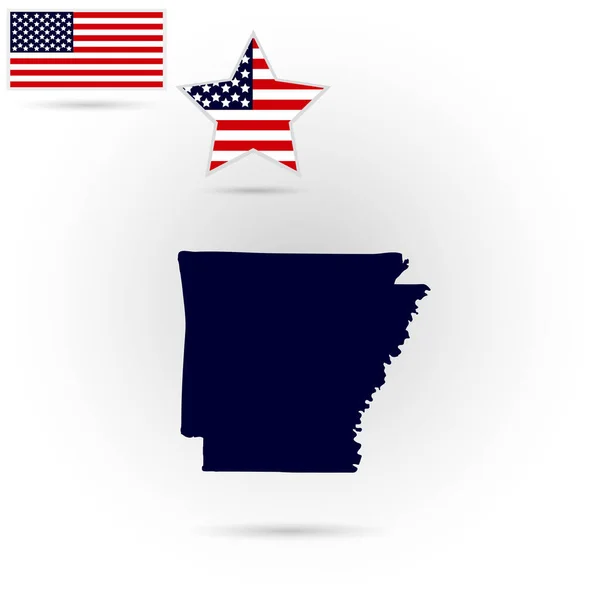 Mapa del estado estadounidense de Arkansas sobre un fondo blanco. Estados Unidos — Vector de stock