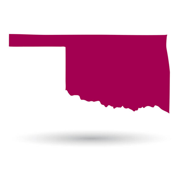 Карта американского штата Оклахома на белом фоне
