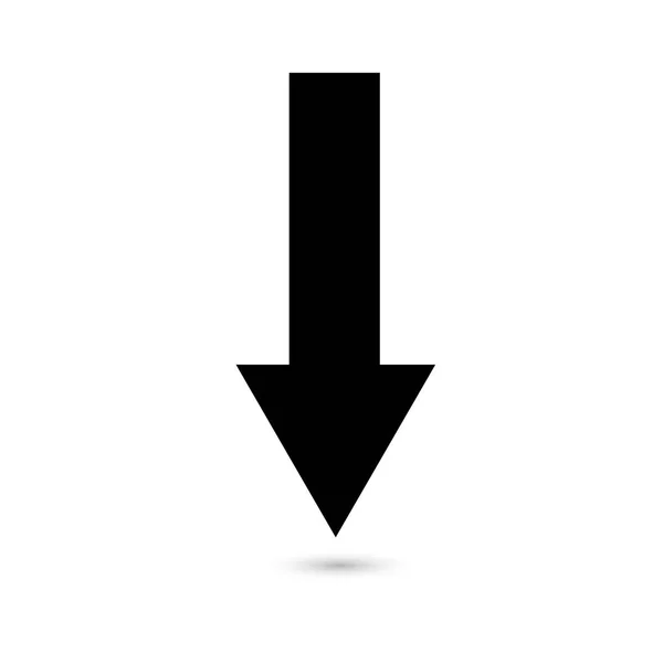 Icône flèche vers le bas noir sur fond blanc — Image vectorielle