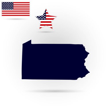 Gri bir arka plan üzerinde ABD'nin Pennsylvania Eyalet Haritası. Amer