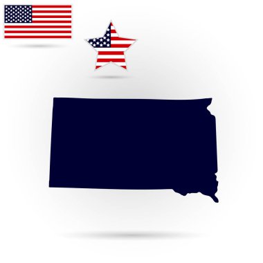 Harita, U.S. Devlet Güney Dakota gri bir arka plan üzerinde. Amer