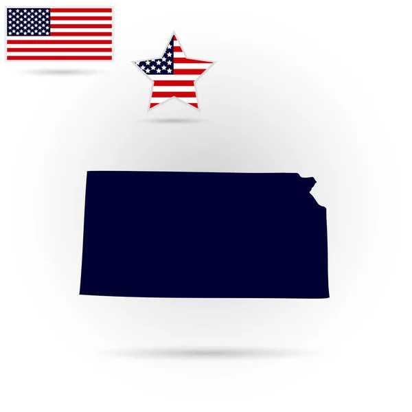 灰色の背景に米国カンザス州の地図。アメリカの f — ストックベクタ