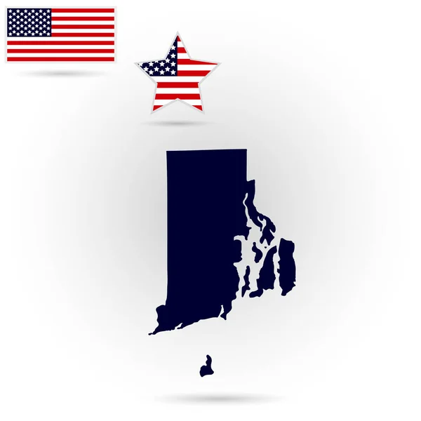 Mapa do estado americano de Rhode Island sobre fundo cinzento. Amer... — Vetor de Stock