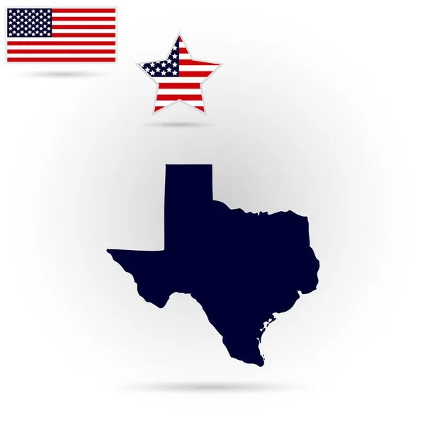 Mapa del estado de Texas en un fondo gris. Fl americano — Vector de stock