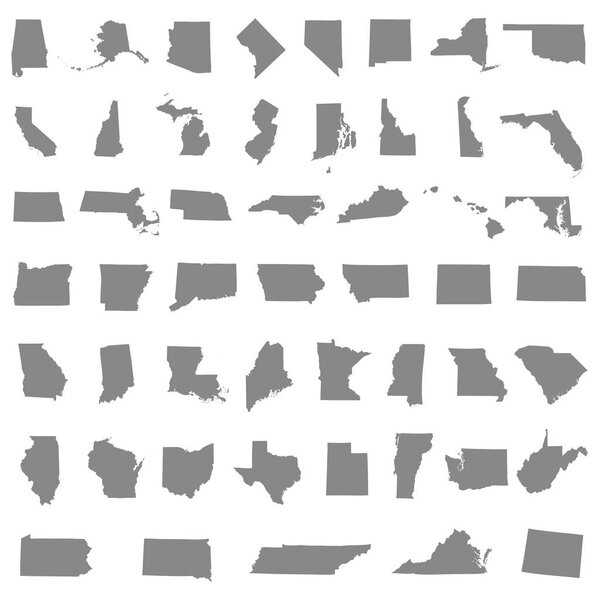 Карта государств-иконок. Соединенные Штаты Америки карты иконы на белом фоне
