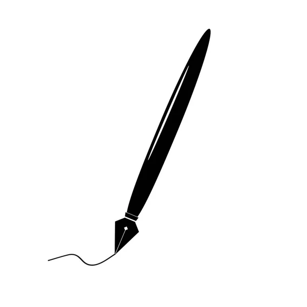 Caneta ícone com uma caneta preta sobre um fundo branco — Vetor de Stock