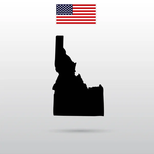 Mappa dello stato americano dell'Idaho. Bandiera americana — Vettoriale Stock