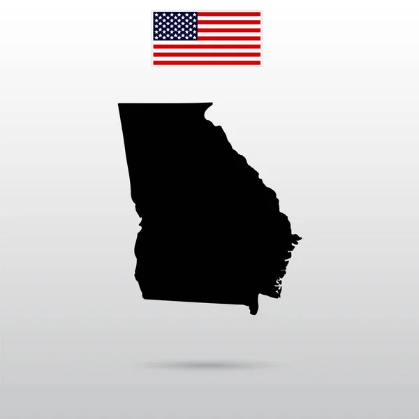Mapa del estado de Georgia. Bandera americana — Vector de stock