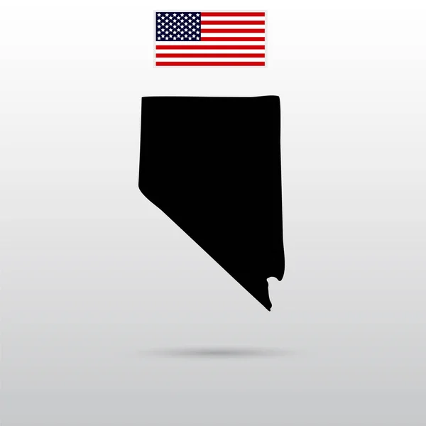 Mapa del estado de Nevada. Bandera americana — Vector de stock