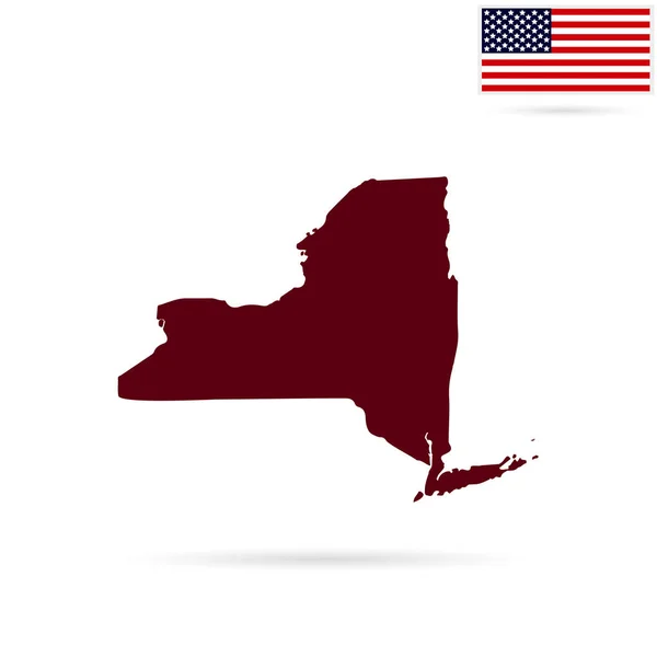 Térkép a U.S. New York állam fehér alapon. Amerikai — Stock Vector