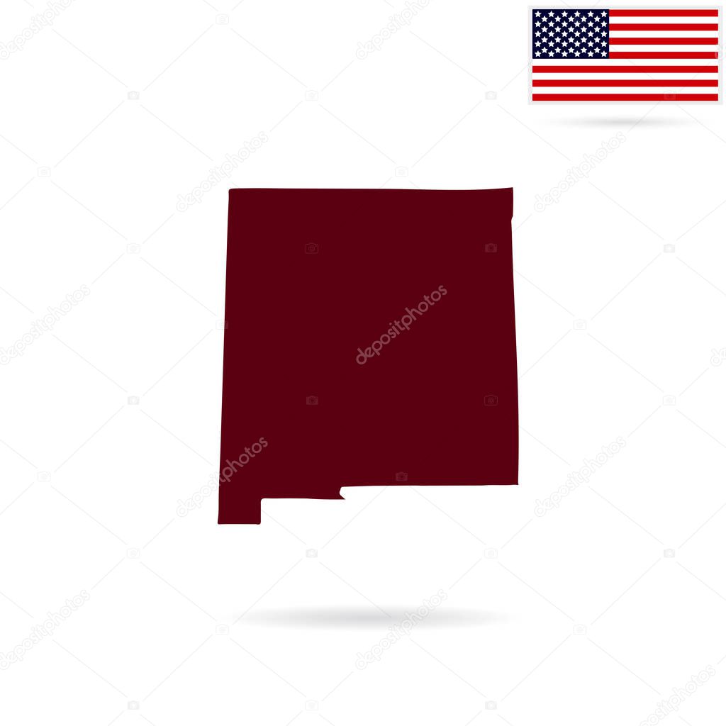 Map of the U.S. state of New Mexico on a white background. Ameri