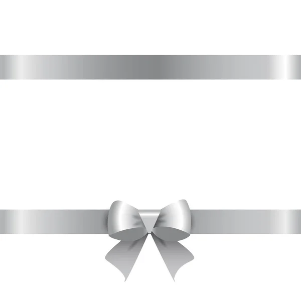 Nastro d'argento con fiocco. Illustrazione vettoriale su sfondo bianco — Vettoriale Stock