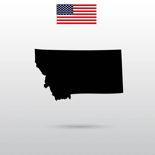 Mappa dello stato americano del Montana. Bandiera americana — Vettoriale Stock