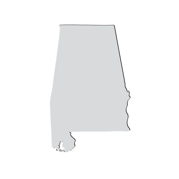 Carte de l'État américain de l'Alabama sur fond blanc — Image vectorielle