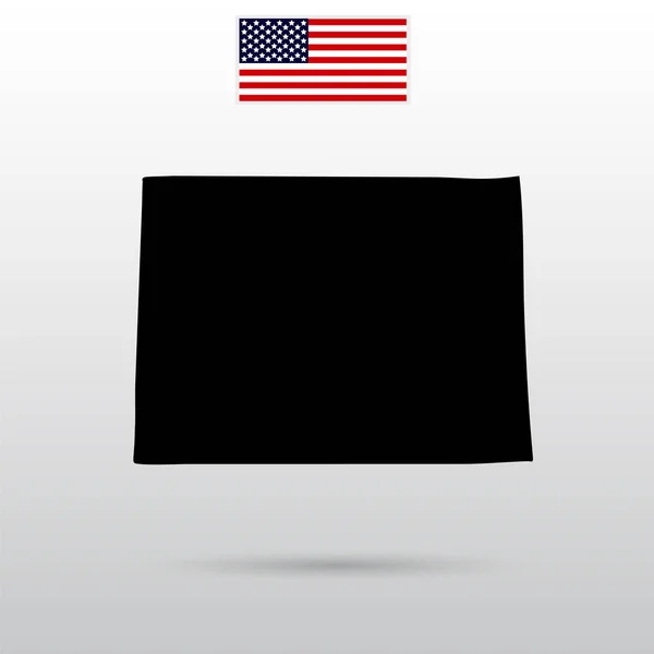 Amerikaanse staat Colorado op de kaart. Amerikaanse vlag — Stockvector