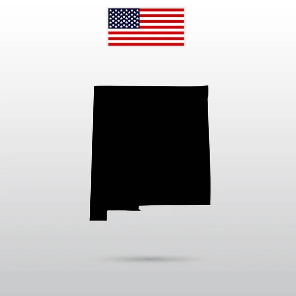 Mappa dello stato del Nuovo Messico. Bandiera americana — Vettoriale Stock