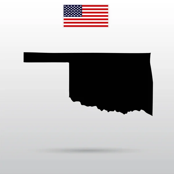 Carte de l'État américain de l'Oklahoma. drapeau américain — Image vectorielle